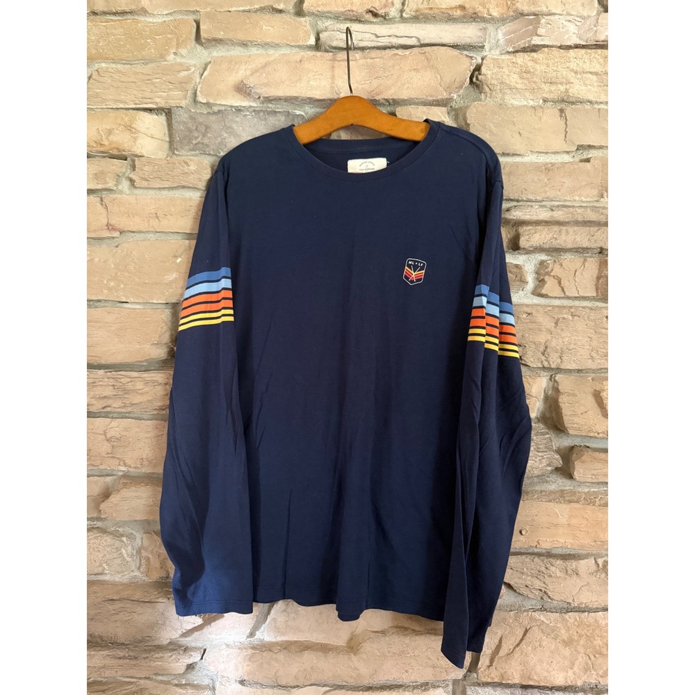 Marine Layer x Lost & Found Mens Navy Striped Long Sleeve T-Shirt Large
